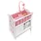Badger Basket White Cabinet Doll Crib with Pink &#x26; White Chevron Bedding